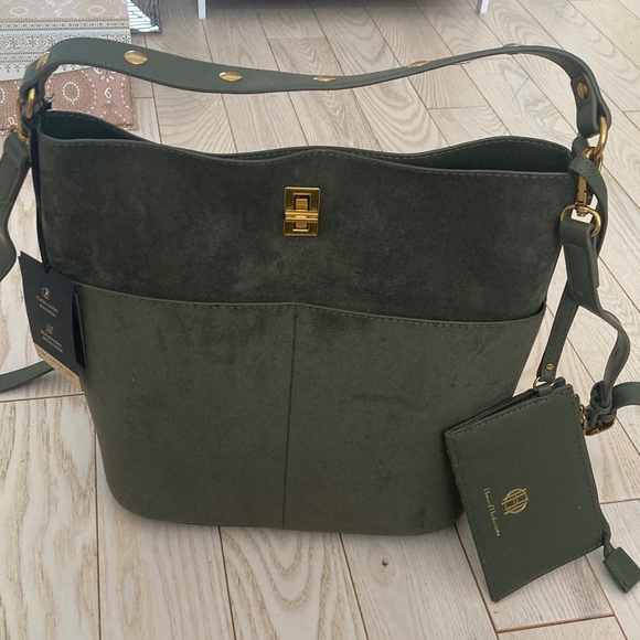 House of Harlow 1960 Handbags - House of Harlow Olive Green Suede Luxe Bucket Bag